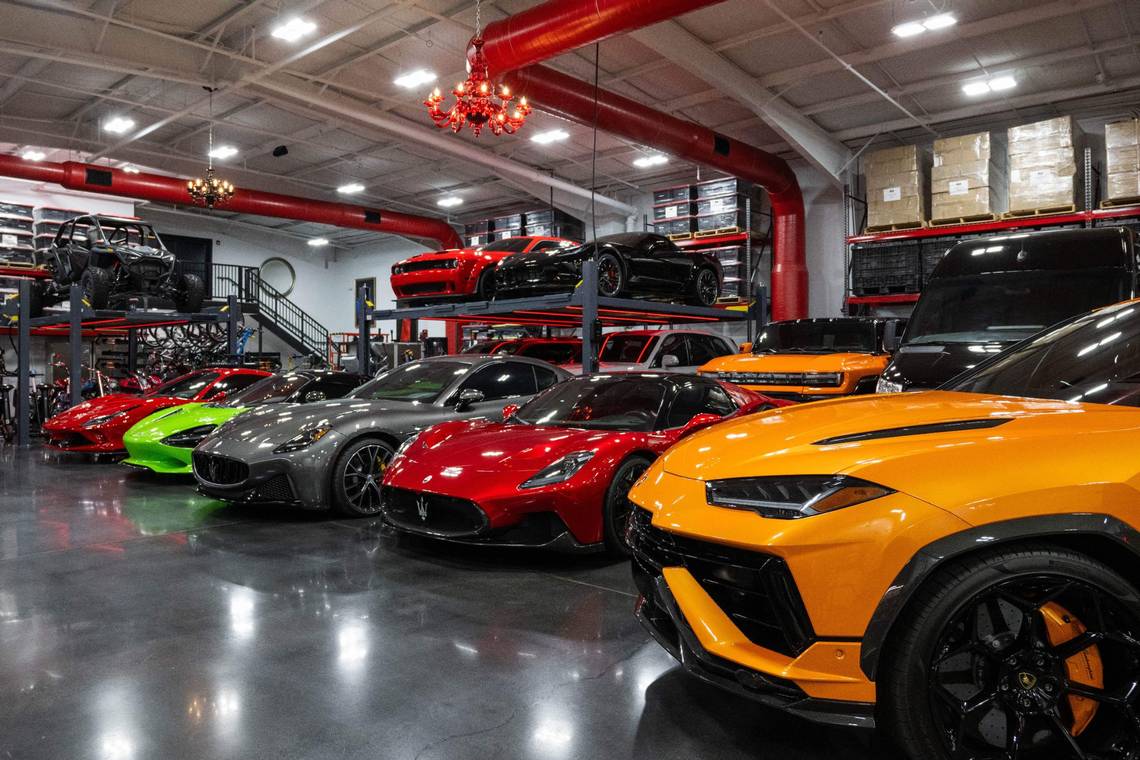 Sports cars and specialty vehicles inside Strange Box